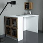 Hanah Home Escritorio de Estudio Blanco y Nogal con Estantería